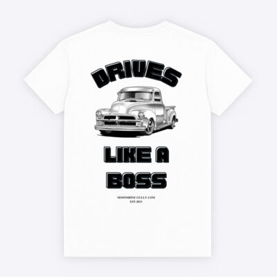 (Back Print) Drives Like A Boss by Moonshine Gully Garage Co. Unisex Cotton Tee Thumbnail