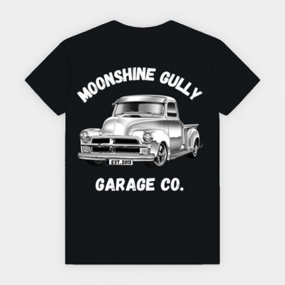 (Back Print) Vintage Truck by Moonshine Gully Garage Co. Unisex Cotton Tee Thumbnail