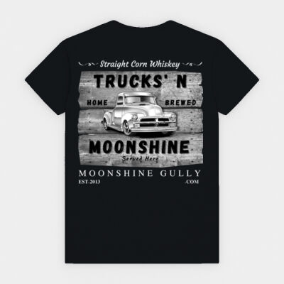 (Back Print) Trucks N Moonshine by Moonshine Gully Garage Co. Unisex Cotton Tee Thumbnail
