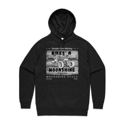 Bikes N Moonshine by Moonshine Gully Garage Co Pullover Hoodie Thumbnail