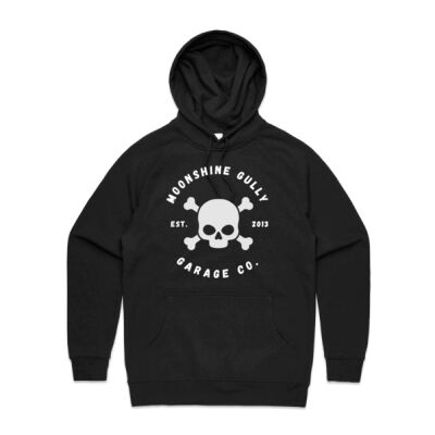 Skull and Crossbones by Moonshine Gully Garage Co Pullover Hoodie Thumbnail
