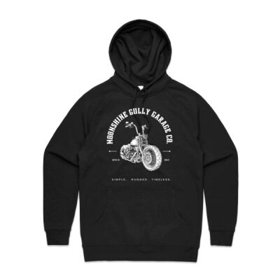 Classic Motorcycle by Moonshine Gully Garage Co Pullover Hoodie Thumbnail
